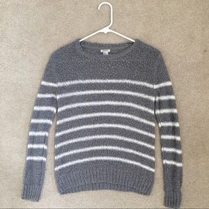 Gray and White Striped Sweater